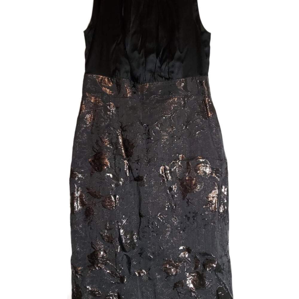 Elie Tahari Black Sheath Dress Shiny Metallic sz 6